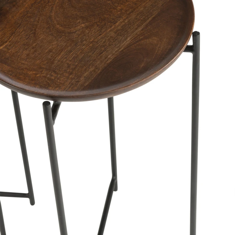 Conjunto de 2 mesas nido de madera de mango y metal