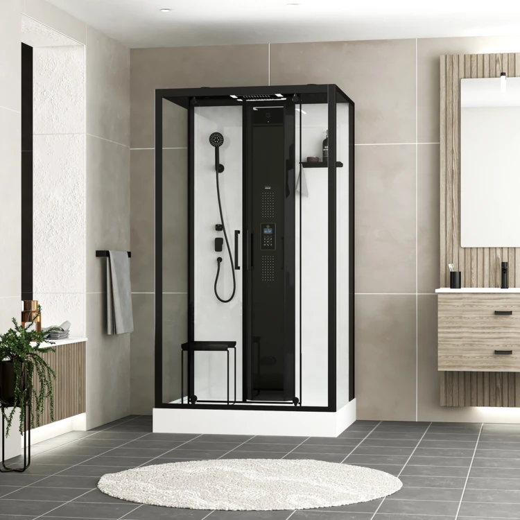 Cabine de douche hammam rectangulaire avec hydromassage