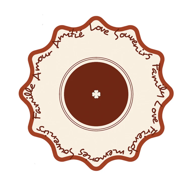 Set de table rond rigide avec écriture décorative