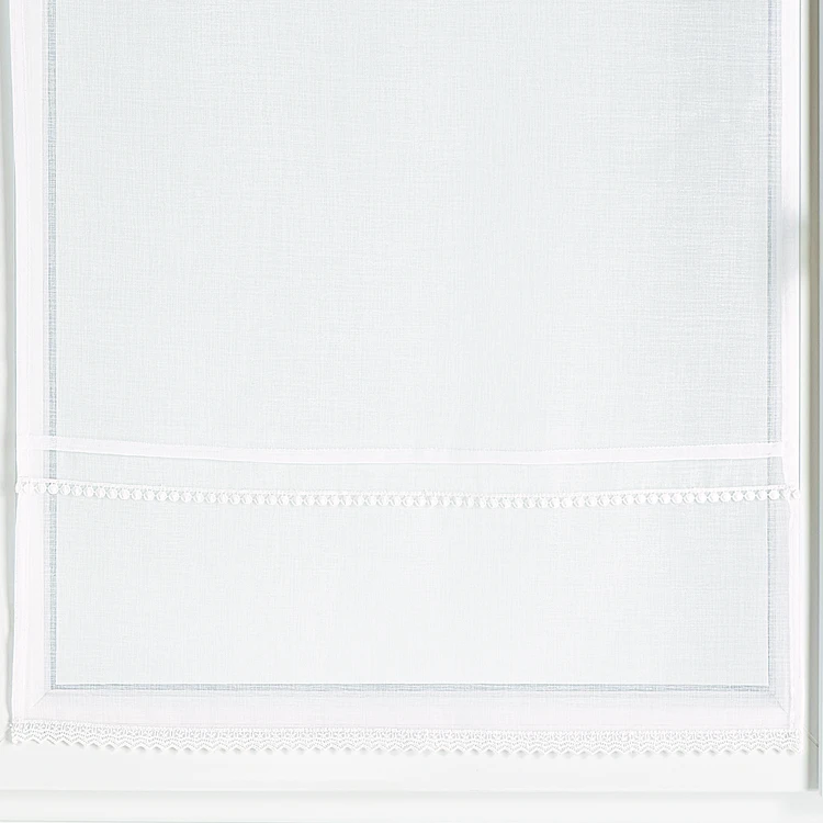 Paire voilages blanc frise dentelle élégante