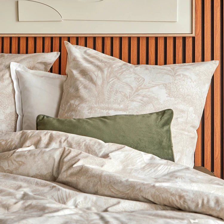 Juego de cama de 3 piezas de algodón reversible con estampado de toile de Jouy