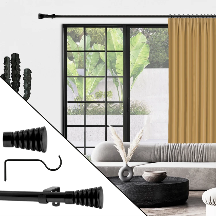 Kit de tringle extensible en métal avec embouts cannelés D19/16 mm