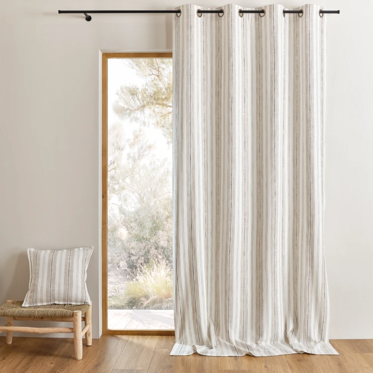 Cortina mosquitera a rayas de algodón flameado
