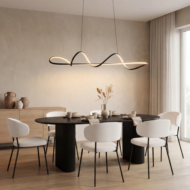 Suspensão LED com design ondulado em alumínio