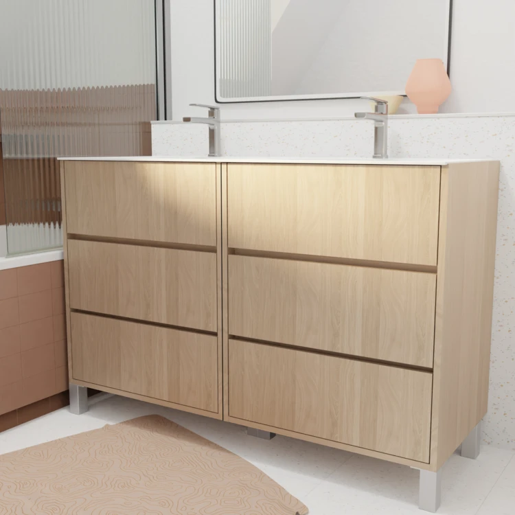 Mobile bagno doppio lavabo con 6 cassetti