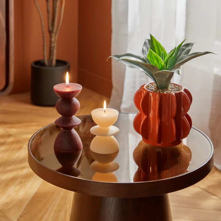 Table d’appoint ronde en verre trempé et bois