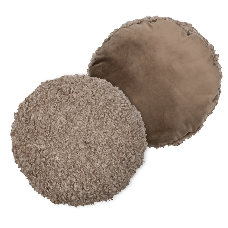 Coussin rond bouclette doudou