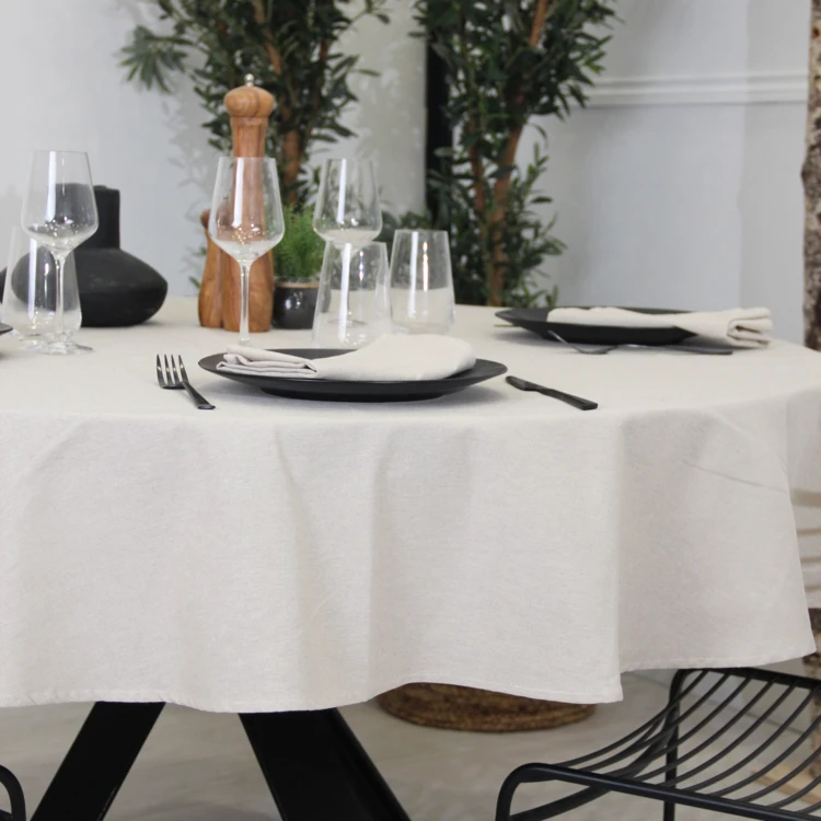 Nappe ronde polycoton effet lin