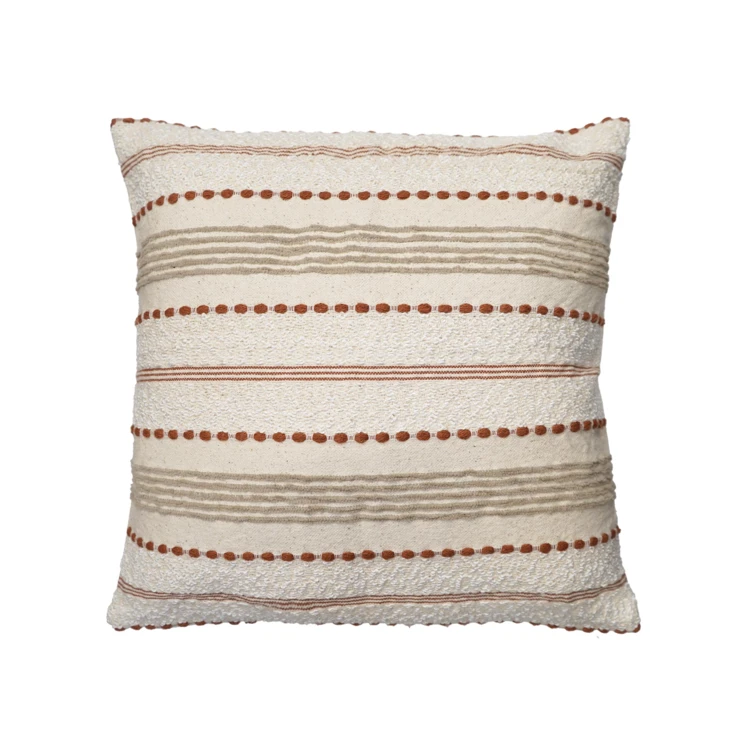 Coussin décoratif en polycoton tissé à rayures texturées
