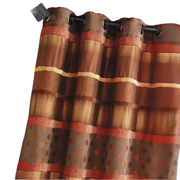 Cortina em jacquard com bolinhas e riscas