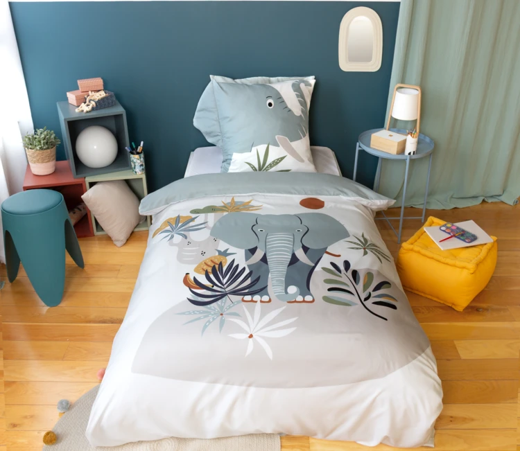 Set di biancheria da letto a elefante per bambini, 2 pezzi, copertina e federa