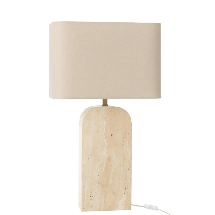 Travertin Tischlampe mit Stoffschirm