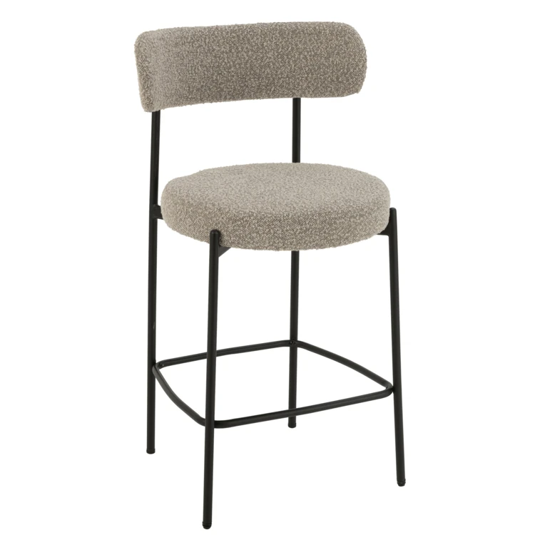 Barhocker aus Metall mit Bouclé-Stoff