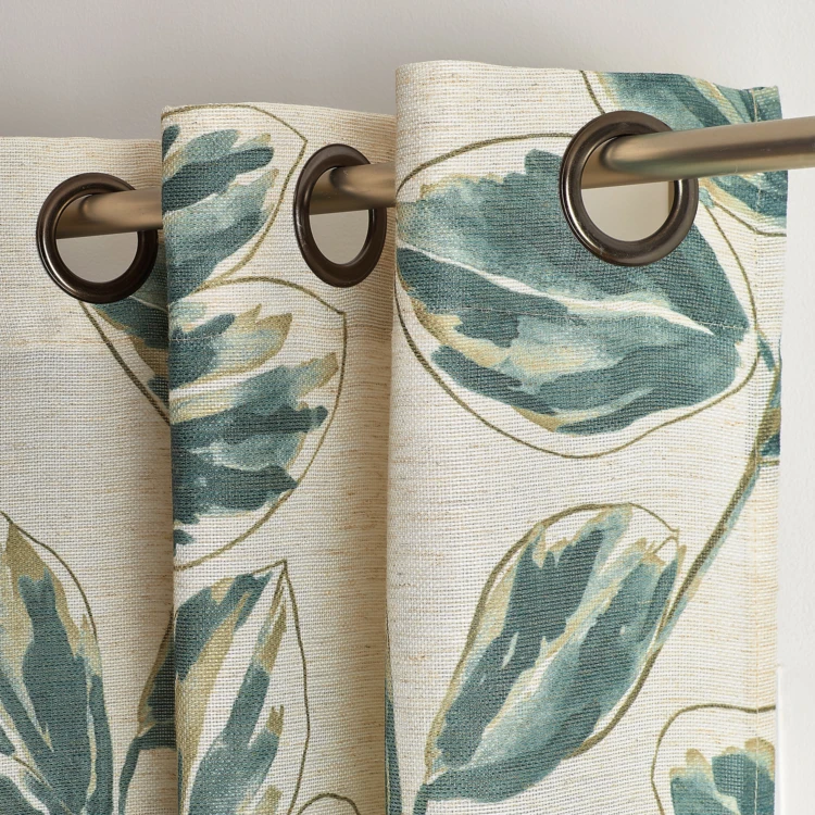 Vorhang aus Poly-Leinen mit aquarellfarbenem Blumenmuster