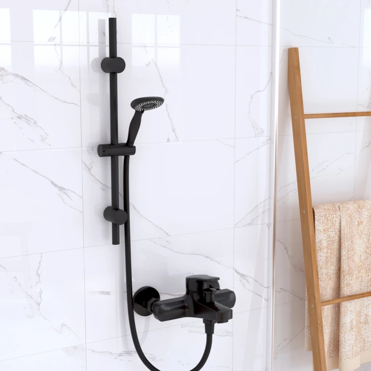 Coluna de duche de 3 peças com chuveiro e mangueira extensível