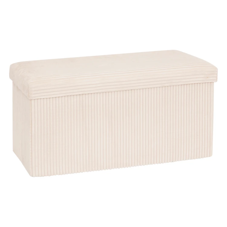 Pouf pliable double effet velours côtelé avec rangement intégré