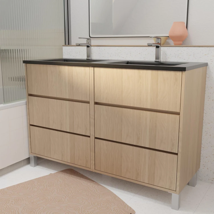 Mobile bagno doppio lavabo con 6 cassetti