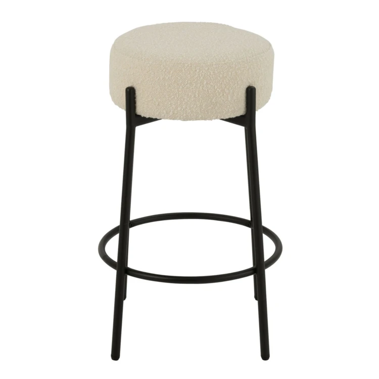 Barhocker aus Bouclé-Stoff und Metall