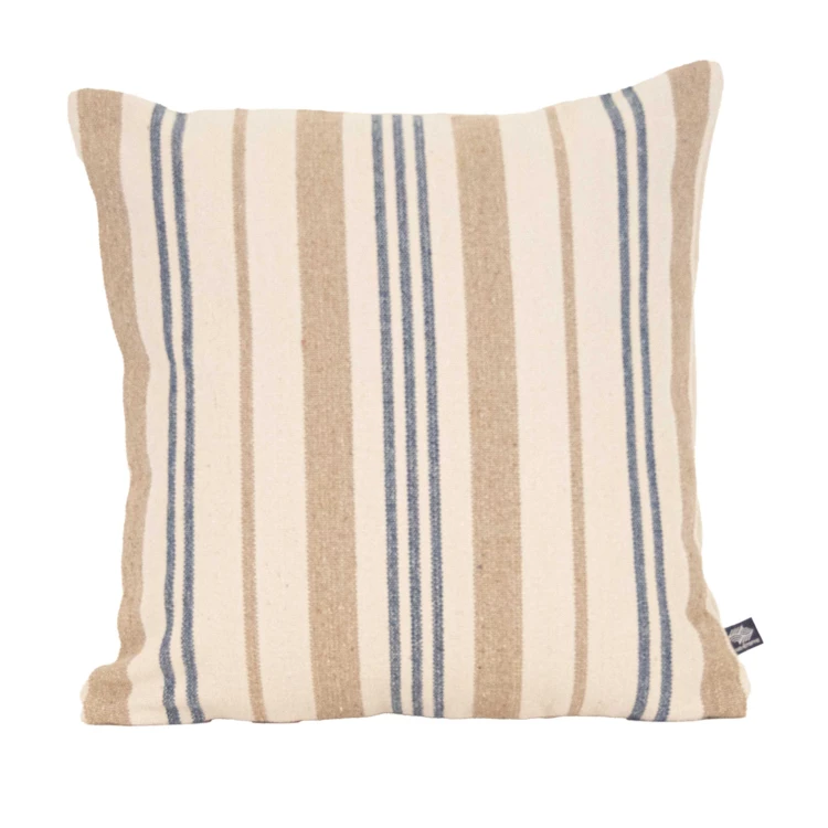 Coussin décoratif matelassé à rayures en toile canevas