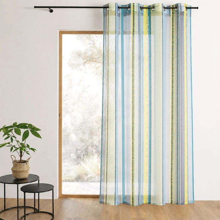 Cortina de organza jacquard con rayas verticales