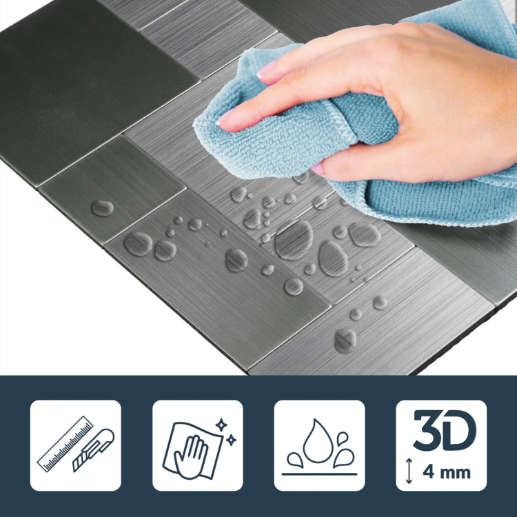 Lot de 4 crédences adhésives murales 3D effet tressé
