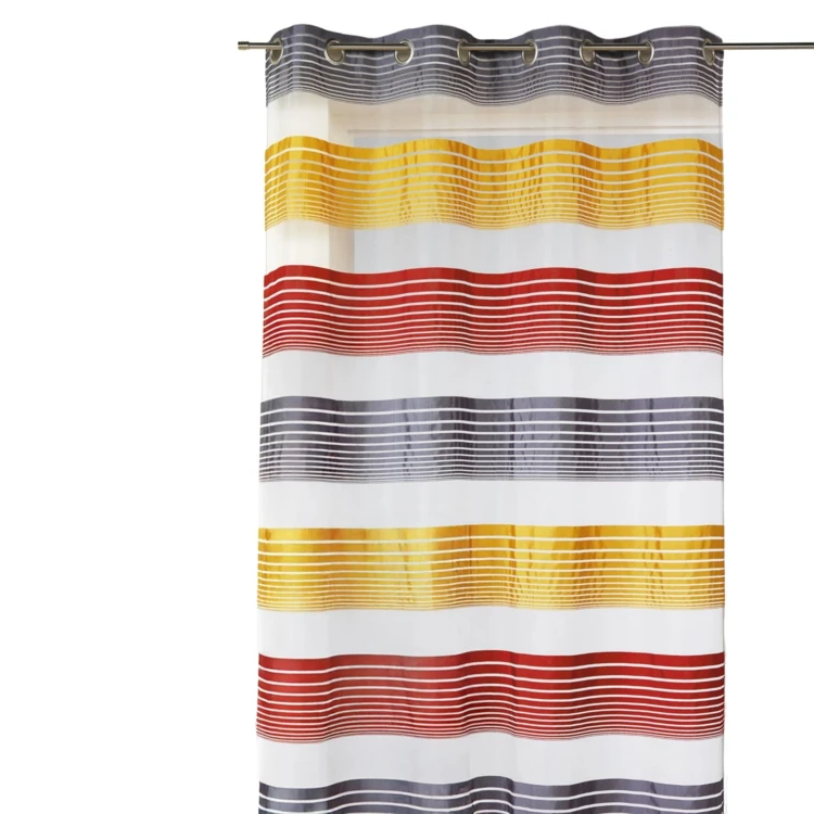 Organza-Vorhang mit feinen, farbigen Querstreifen