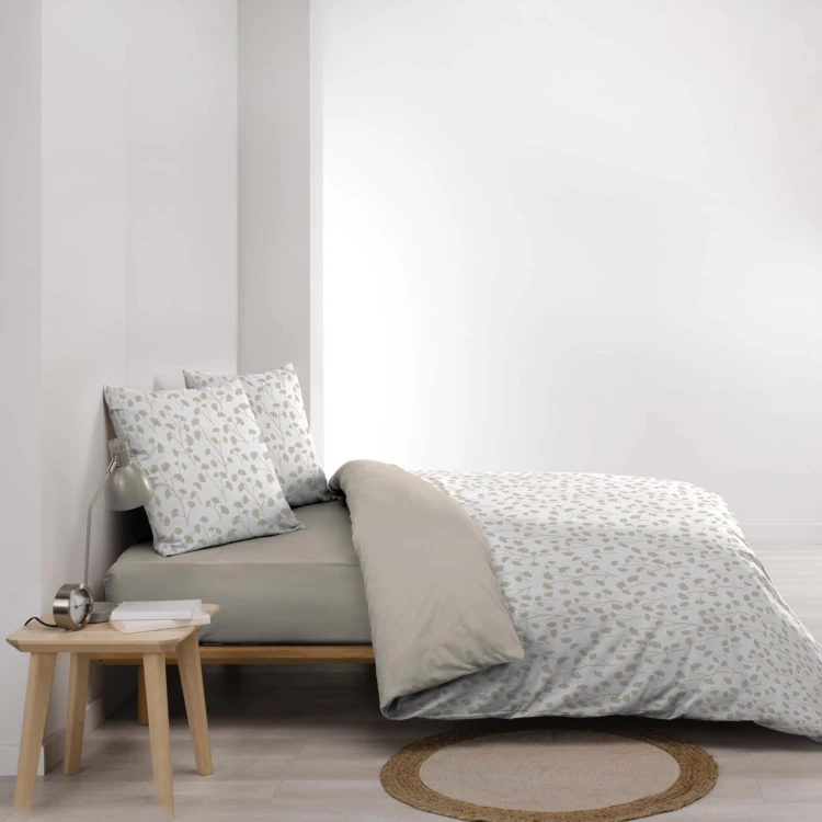 Juego de cama de 3 piezas de algodón con diseño de hojitas funda + fundas de almohada