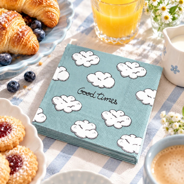 Lot de 20 serviettes en papier motif nuages
