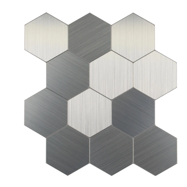 Lot de 4 crédences adhésives murales 3D effet carrelage hexagonal