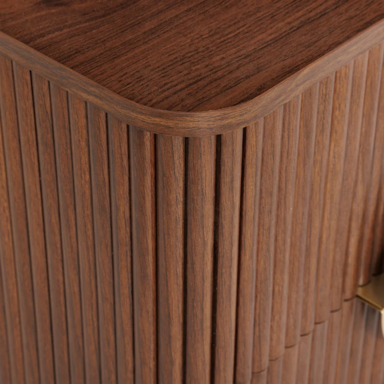 Table de chevet cannelé 2 tiroirs en bois
