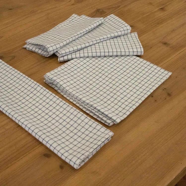Serviette de table à carreaux en coton