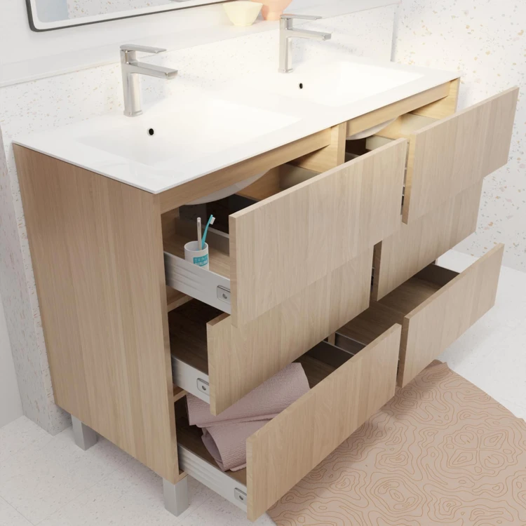Mobile bagno doppio lavabo con 6 cassetti