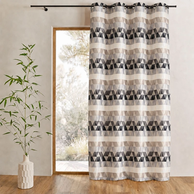 Rideau jacquard tamisant motifs triangles