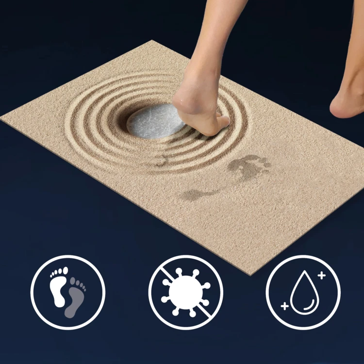 Tapis de bain ultra-absorbant imprimé sable antidérapant