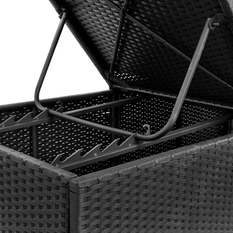2 chaises longues en résine tressée avec coussins