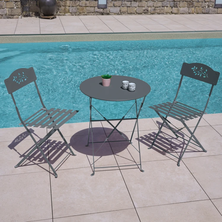 Table de jardin pliante en acier ronde