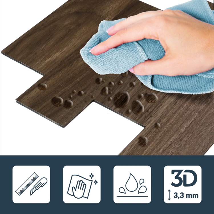 Set van 4 zelfklevende 3D-wandpanelen met houteffect