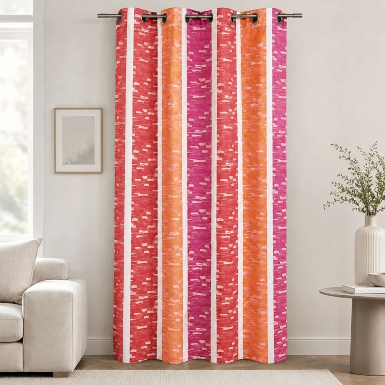 Cortina jacquard con rayas verticales de colores
