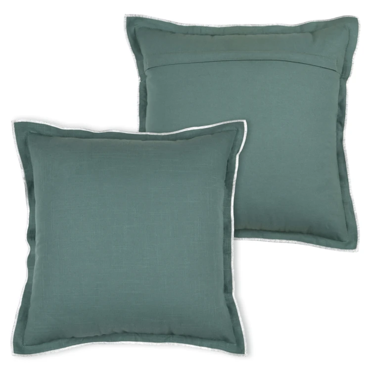 Coussin coton volant plat feston noir