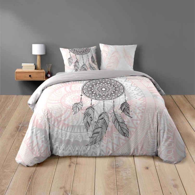 Parure de lit 3 pièces coton motif attrape-rêves housse + taies