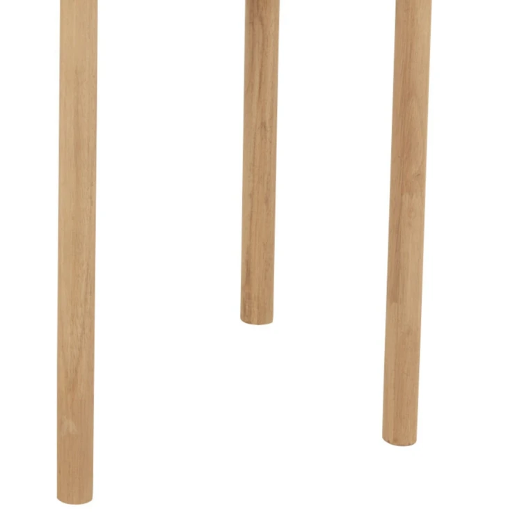 Mesita de noche redonda de madera natural con cajón