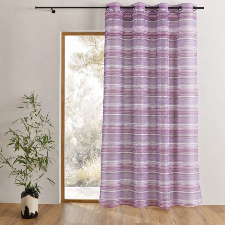 Voile di organza a righe orizzontali con occhielli