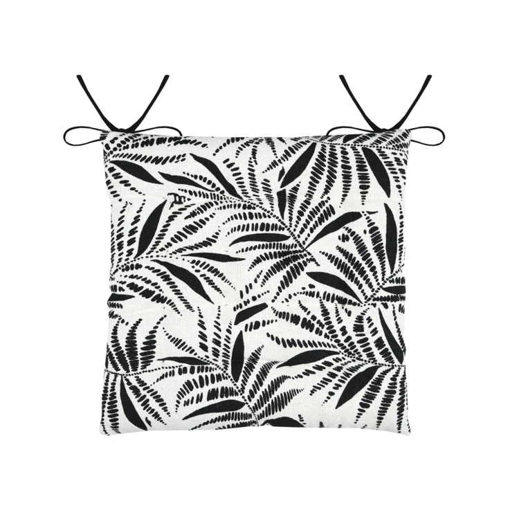 Galette de chaise carrée feuillage tropical en coton