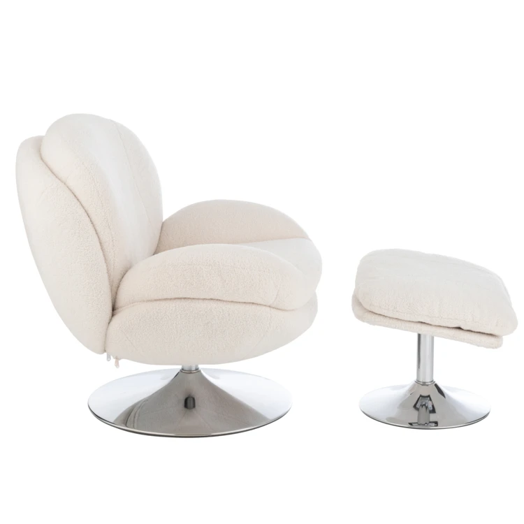 Fauteuil relax et repose pied effet velours texturé