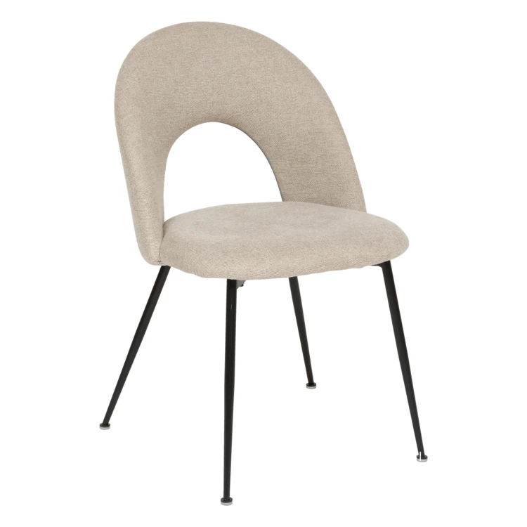 Sedia in tessuto con schienale traforato e gambe in metallo