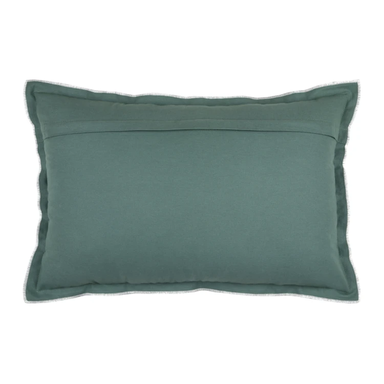 Coussin coton volant plat feston noir