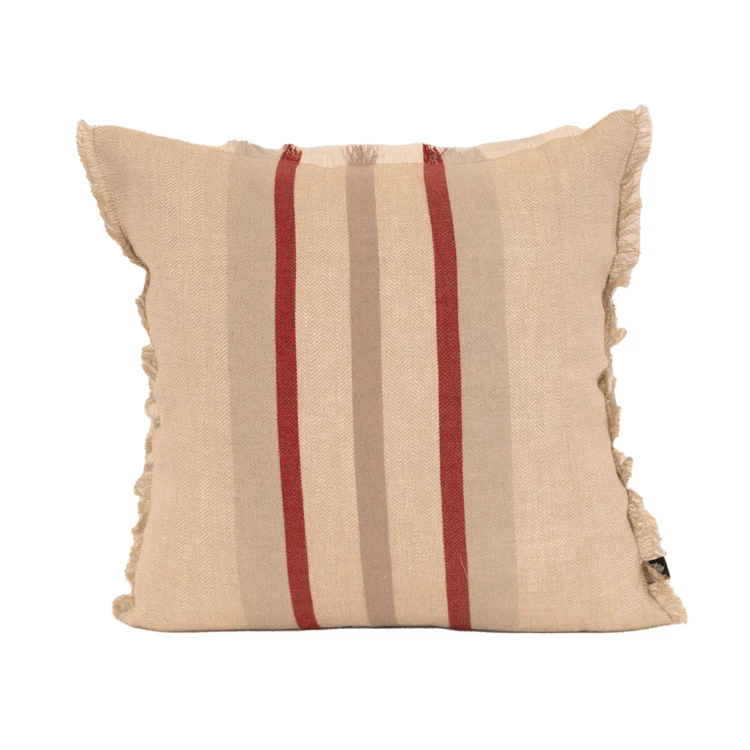 Cuscino a righe in lino e cotone