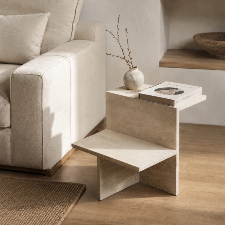 Table d'appoint en travertin