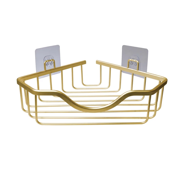 Panier de douche d'angle adhésif en aluminium sans perçage