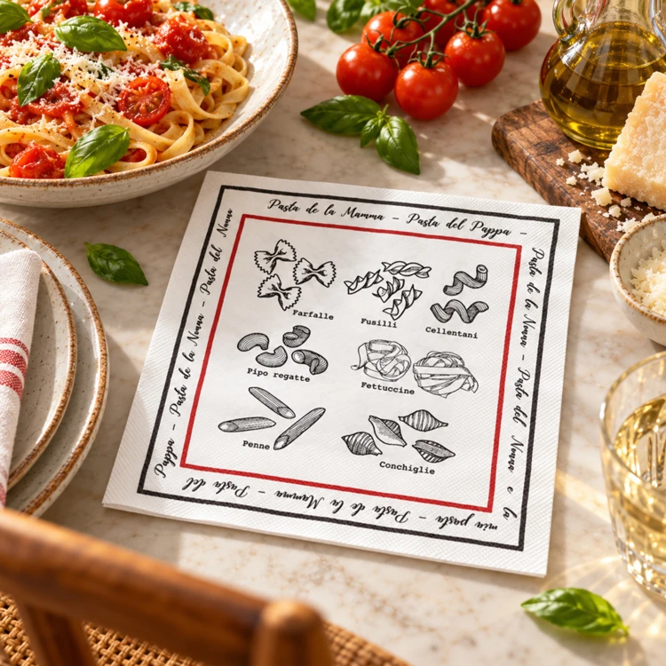 Lot de 20 serviettes en papier motif pâtes